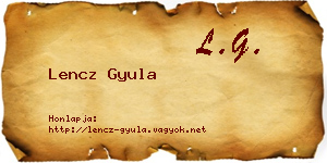 Lencz Gyula névjegykártya